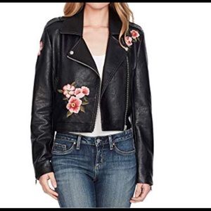 NWT JS Embroidered Faux Leather Jacket